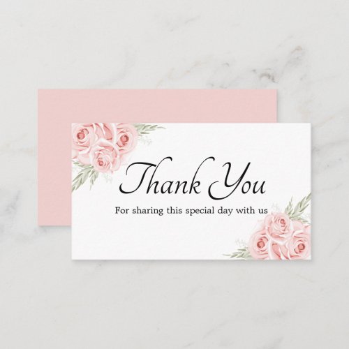 Elegant Rose Thank You Pink Floral Wedding   Place Card