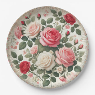 Elegant Rose-Themed Paper Plates