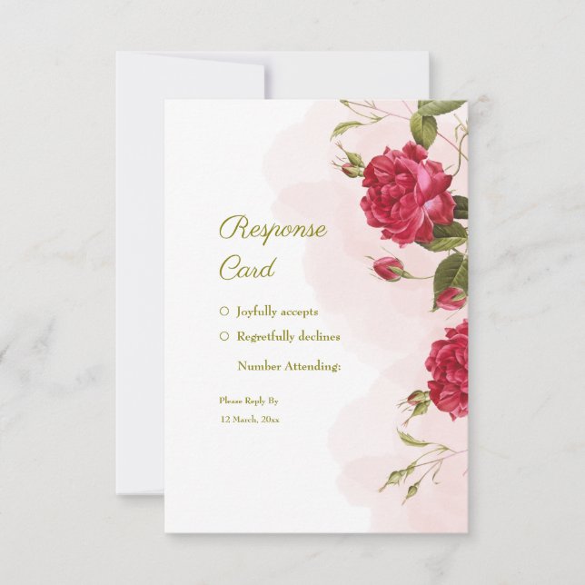 Elegant Rose-Themed Wedding RSVP Card (Front)