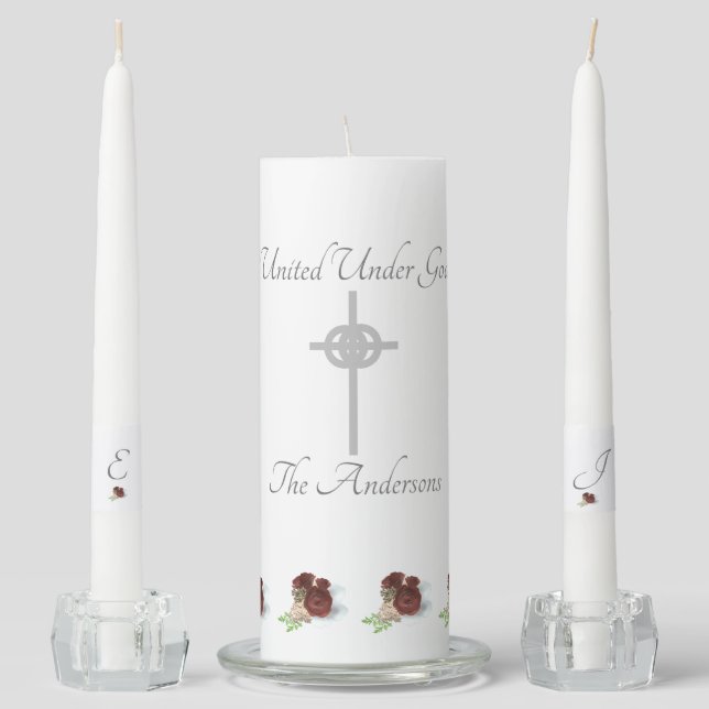 Elegant Rose Unity Candle Set (Front)