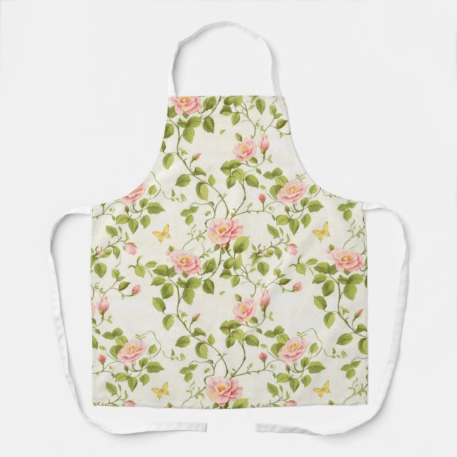 Elegant Rose Vine Flourish Apron (Front)