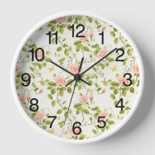 Elegant Rose Vine Flourish Clock
