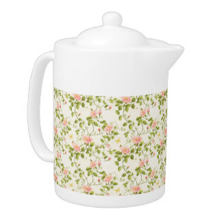 Elegant Rose Vine Flourish Teapot