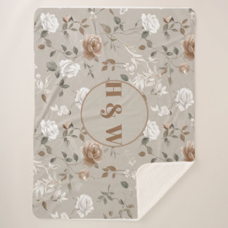 Elegant Rose & Vine Pattern Sherpa Blanket