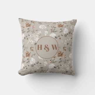 Elegant Rose & Vine Pattern Throw Pillow