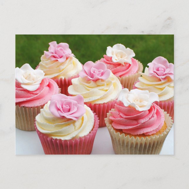 Elegant Rose Wedding Cupcakes Postcard (Front)