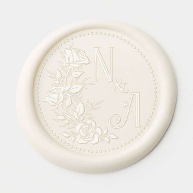 Elegant Rose Wedding Floral Couple Monogram  Wax Seal Sticker (Front)
