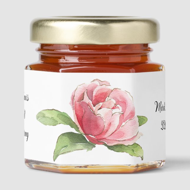 Elegant Rose Wedding Honey Jar Favors (Front)