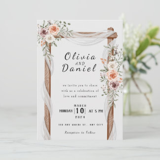 Elegant rose wedding invitation
