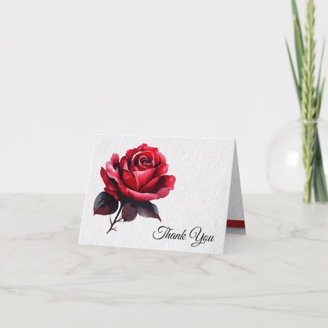 Elegant Rose Wedding  Letterpress Thank You Card (Front)
