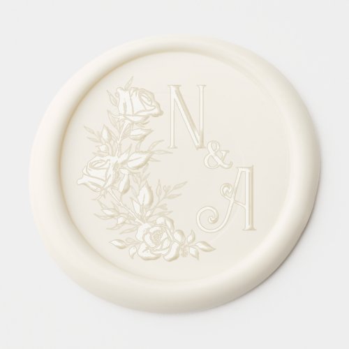 Elegant Rose Wedding Monogram  Wax Seal Sticker