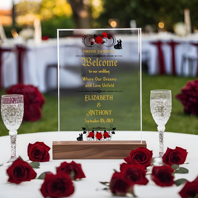 Elegant Rose Wedding Welcome Acrylic Sign (Creator Uploaded)