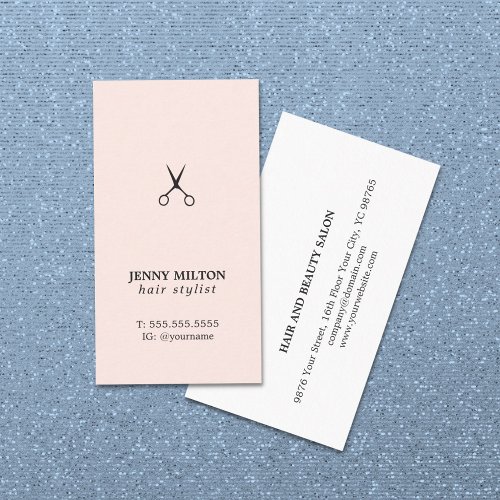 Elegant Rose White Black Scissors Hair Stylist Business Card