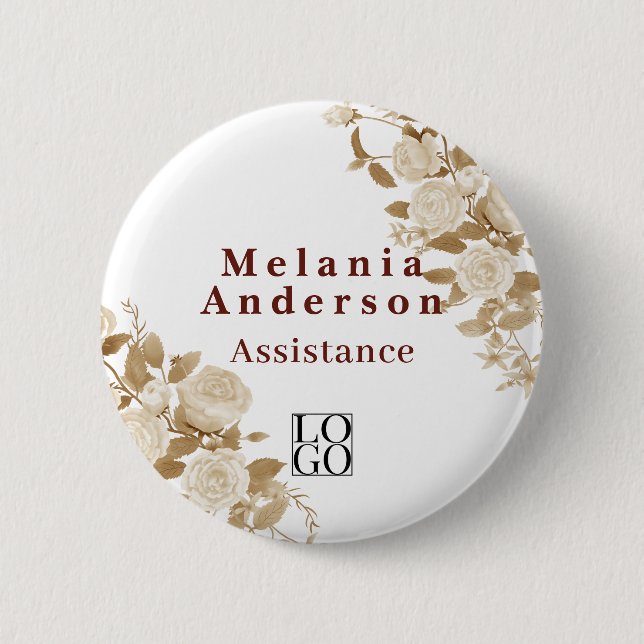 Elegant Rose White Button (Front)