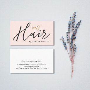 Elegant Rose White Golden Scissors Hair Stylist Business Card