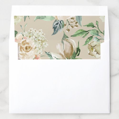 Elegant Rose White Hydrangea Romantic Wedding Envelope Liner