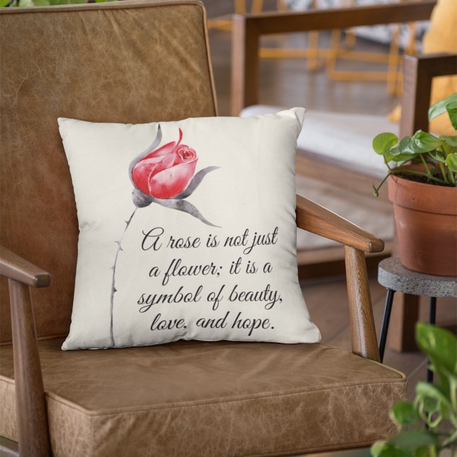 Elegant Rose with Inspirational Quote Throw Pillow (Creator Uploaded)