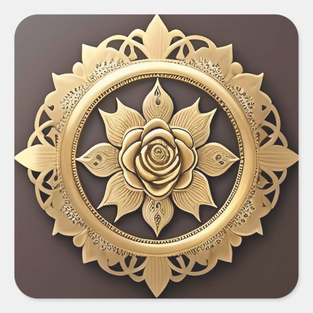 Elegant Rose with Ornate Decorative Frame Square Sticker (Front)