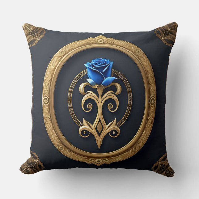 Elegant Rose with Ornate Decorative Frame Throw Pillow (Front)