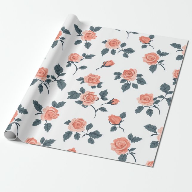 Elegant Rose Wrapping Paper (Unrolled)