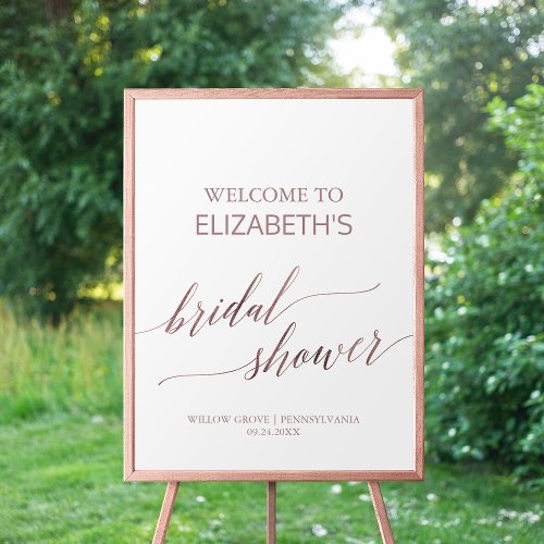 Elegant RoseGold Calligraphy Bridal Shower Welcome Poster