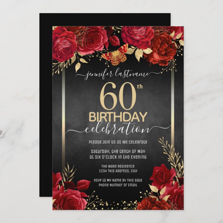 Elegant Roses 60th Birthday Invitation Zazzle