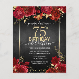 Elegant Roses 75th Birthday Invitation