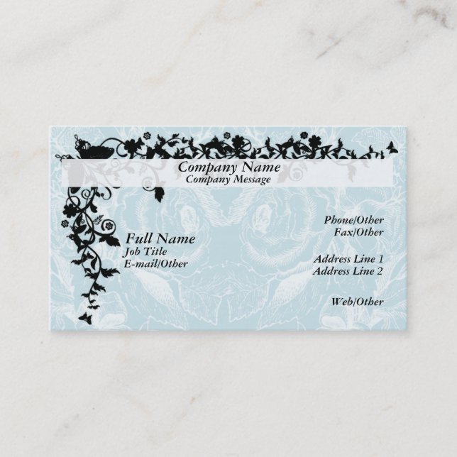 Elegant Roses And Filigree Business Card Template (Front)