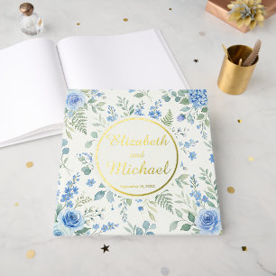 Elegant Roses and Hydrangea Botanical Design Foil Guest Book