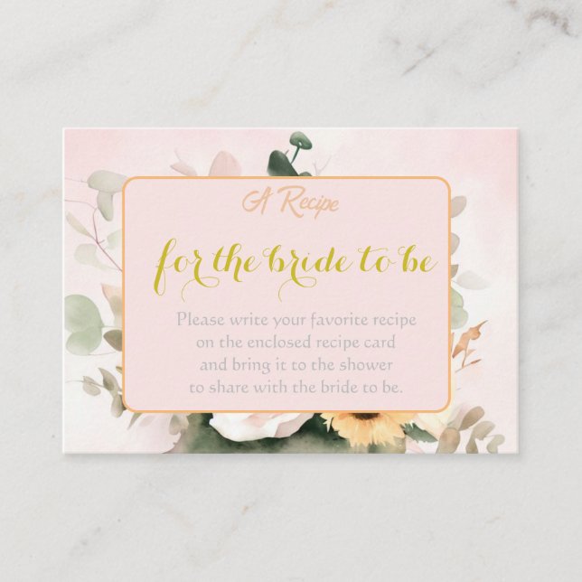 Elegant Roses and Sunflower Bouque Enclosure Card (Front)