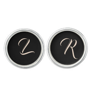 Elegant Roses Black Pair of Cufflinks