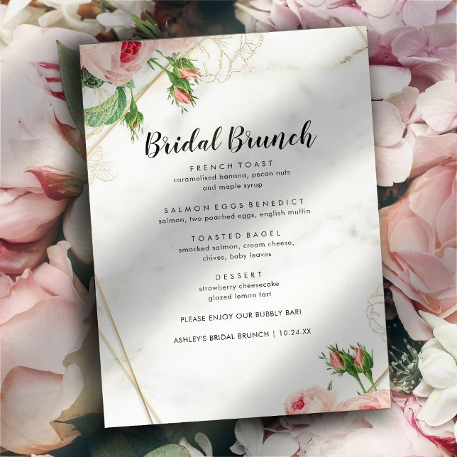 Elegant Roses Blush Bridal Brunch Menu (Creator Uploaded)