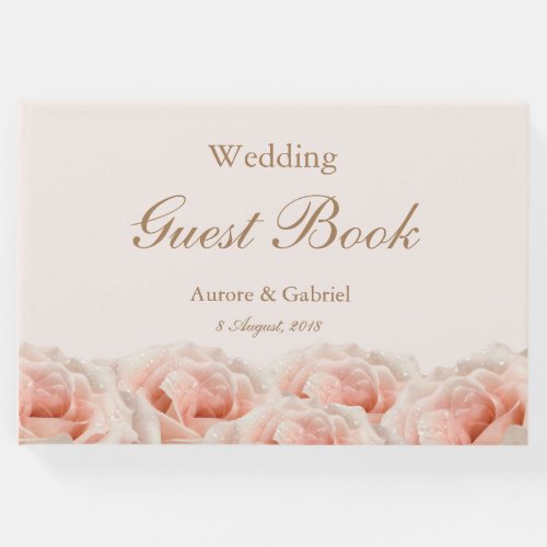 Elegant Roses Blush Champagne Wedding Guest Book