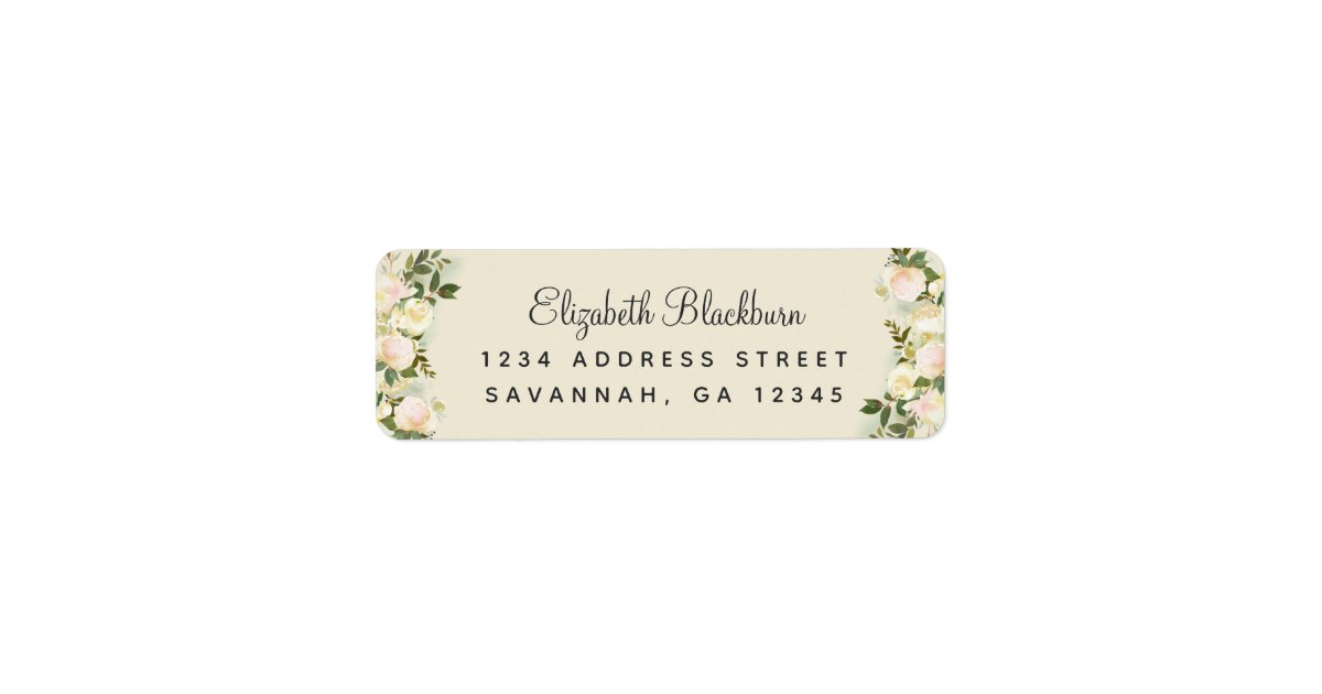 Elegant Roses Botanical Wedding Return Address Label | Zazzle