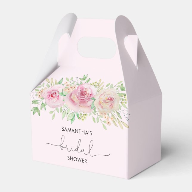Elegant roses bridal shower favor boxes (Front Side)