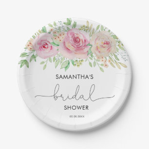 Elegant roses bridal shower paper plates