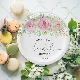 Elegant roses bridal shower paper plates