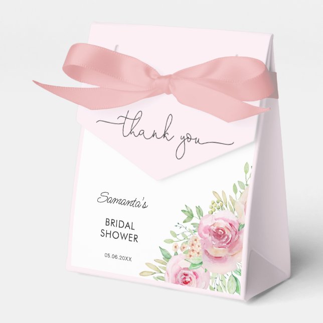 Elegant roses bridal shower Thank You Favor Boxes (Front Side)