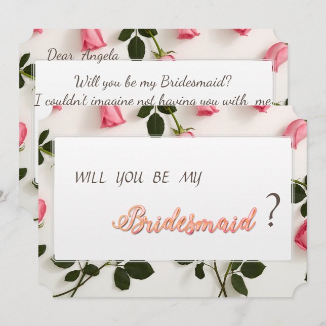 Elegant Roses  Bridesmaid Card (Front/Back)