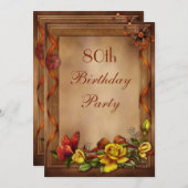 Elegant Roses & Butterfly 80th Birthday Party Invitation (Front/Back)