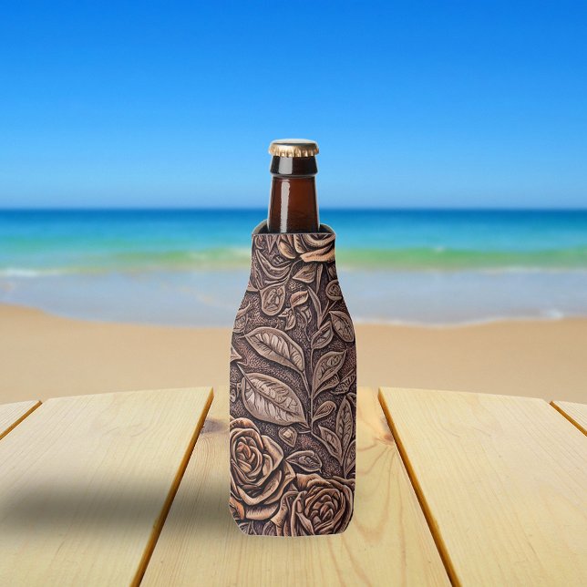 Elegant Roses Carved Wood Bottle Cooler (Creator Uploaded)