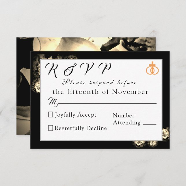Elegant Roses Catholic Wedding Response Card (Front/Back)