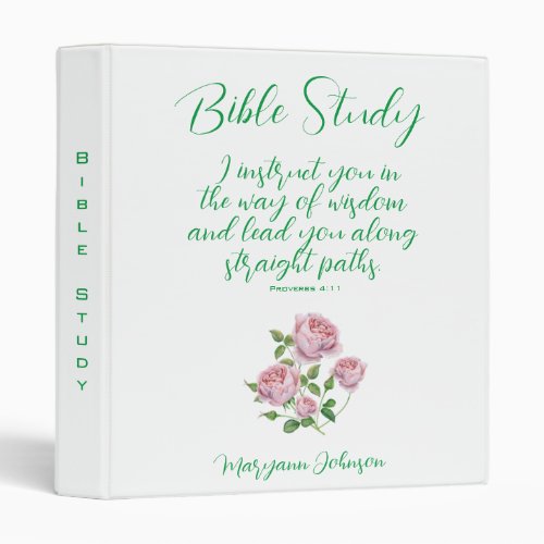 Elegant Roses Christian Bible Study 3 Ring Binder