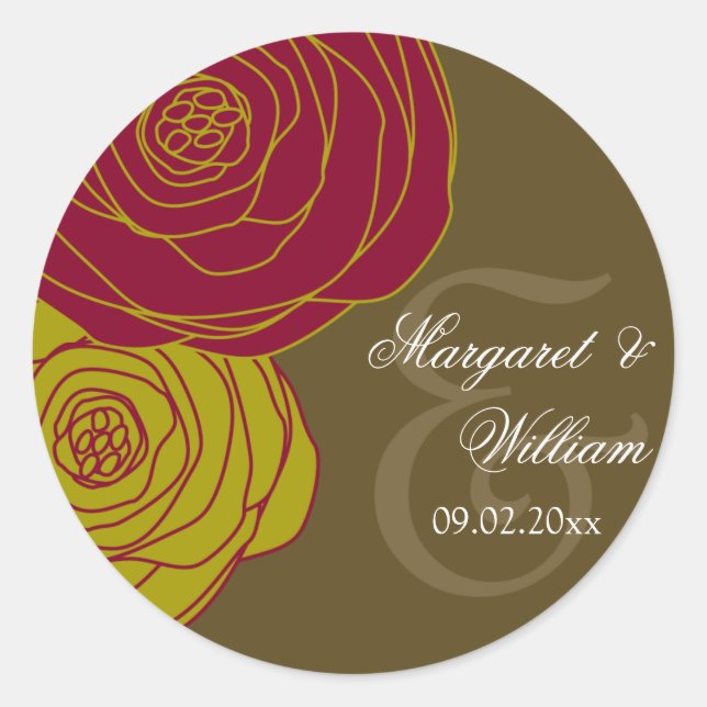 Elegant Roses Classic Round Sticker (Front)