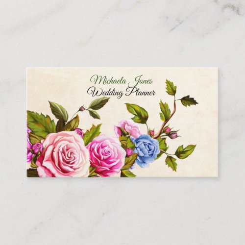 Elegant Roses Designer Planner Florist Business Card