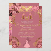 Elegant Roses Dusty Pink Charro Quinceanera Invitation (Front/Back)