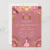Elegant Roses Dusty Pink Charro Quinceanera Invitation (Front)