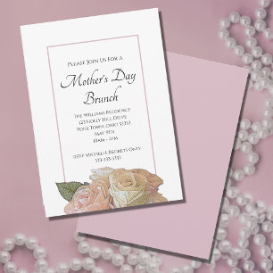 Elegant Roses Floral Mother's Day Brunch Invitation