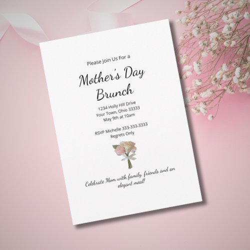 Elegant Roses Floral Mother's Day Brunch Invitation