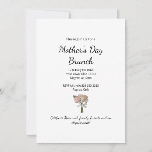 Elegant Roses Floral Mother's Day Brunch Invitation